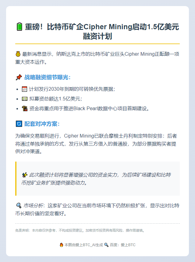 Cipher Mining拟发债募资1.5亿美元