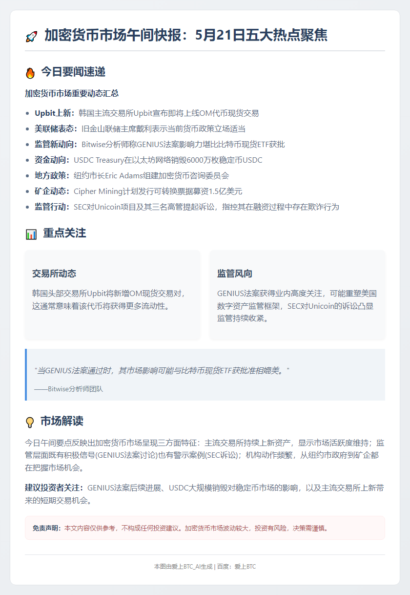 23btc午报：5.21午间要闻