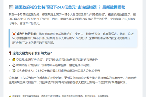 德政府比特币出售巨亏24.6亿