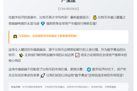 比特币跻身全球前五资产