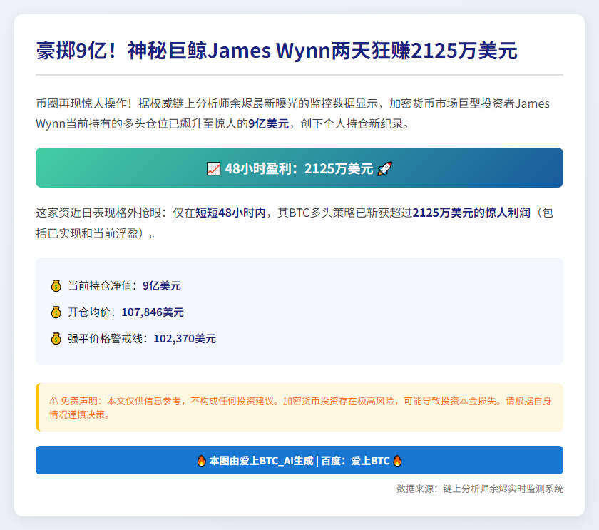 "巨鲸James Wynn盈利2125万美元"