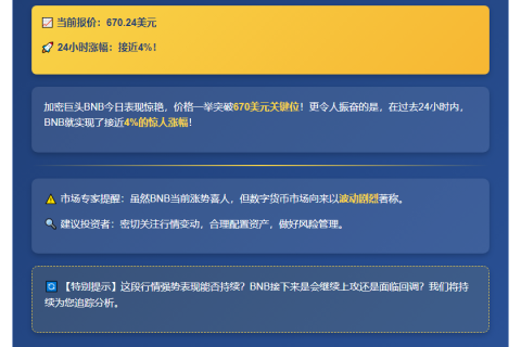 BNB突破670美元