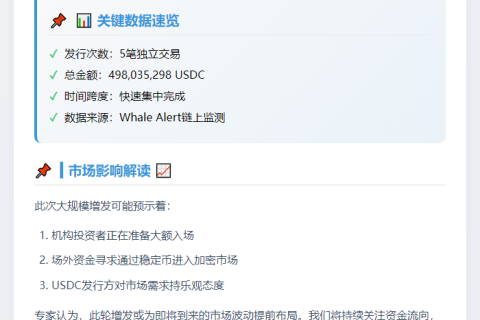 3小时增发4.98亿USDC