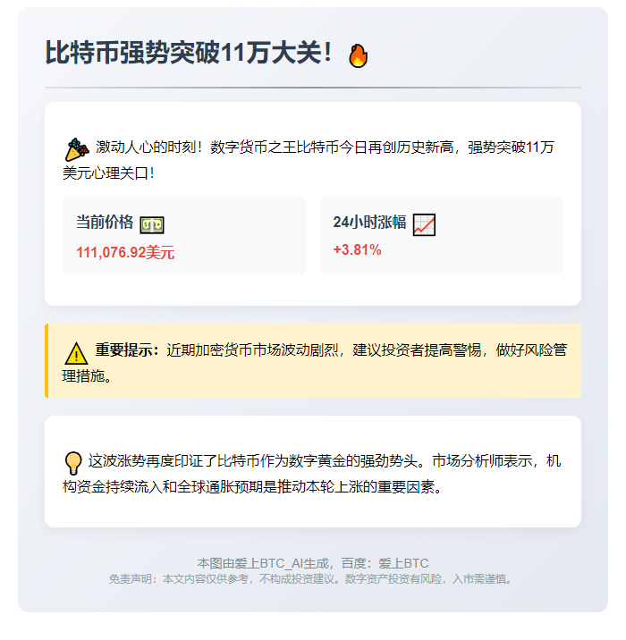 BTC破11.1万美元
