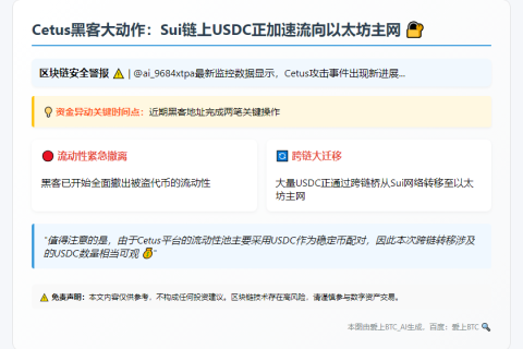 Cetus黑客跨链转移USDC至以太坊