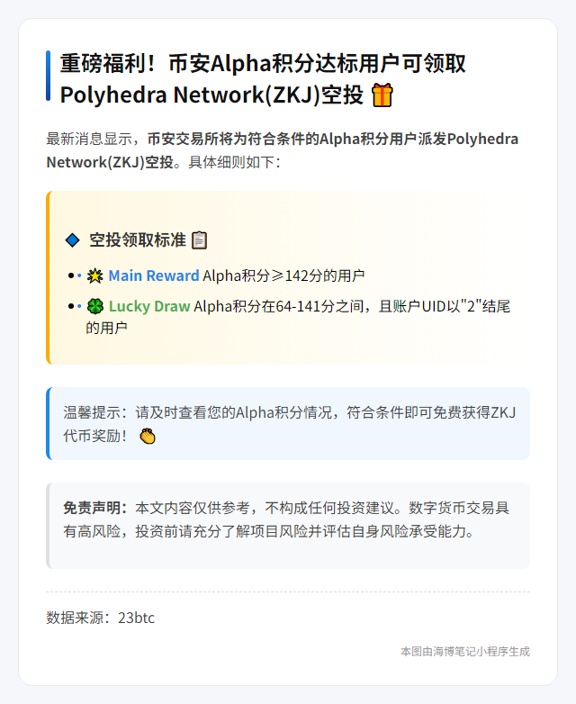 “币安Alpha积分142分获ZKJ空投”