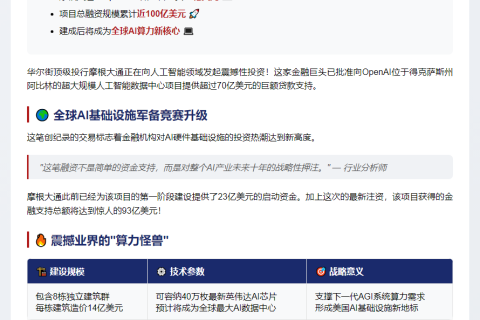 摩根大通向OpenAI贷款70亿建数据中心
