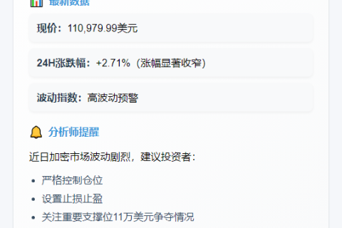 比特币跌破11万美元