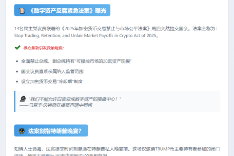 美民主党领袖提案打击”加密腐败”