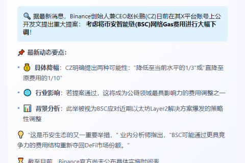CZ建议削减BSC链Gas费