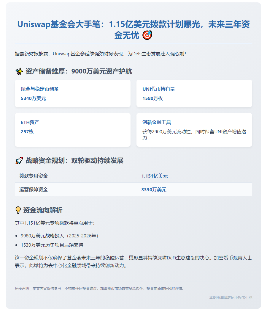 Uniswap拨款1.15亿美元，资金撑到2027年