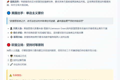 特朗普施压欧盟 欧坚持对等