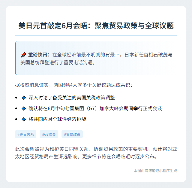 美日领导人6月会晤