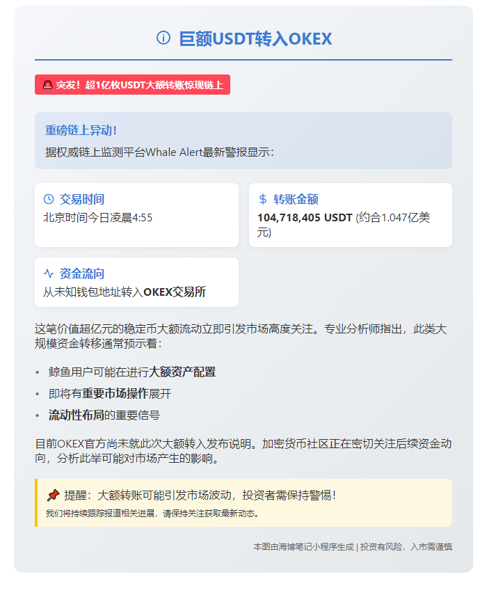 巨额USDT转入OKEX