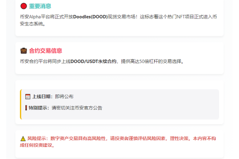 币安上线DOOD合约交易