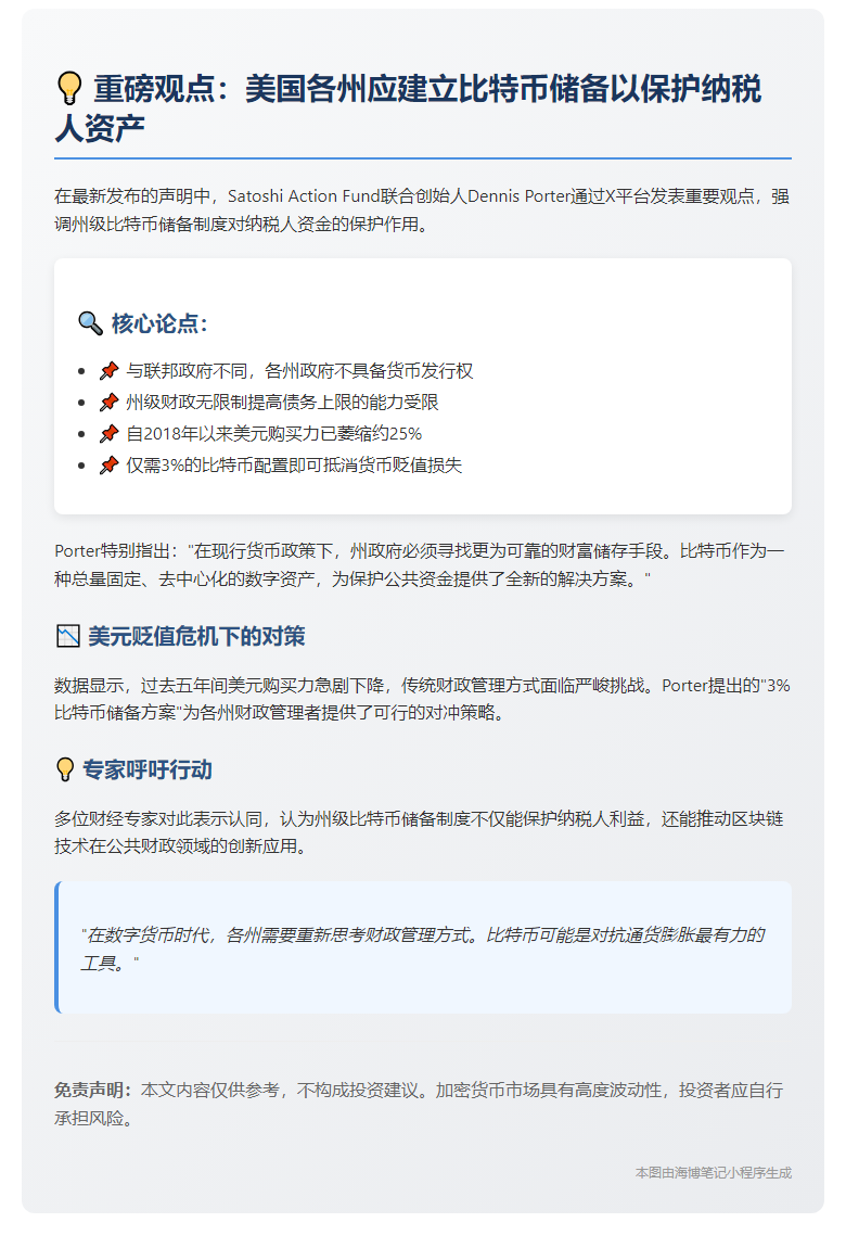 州级比特币储备保护纳税人资金