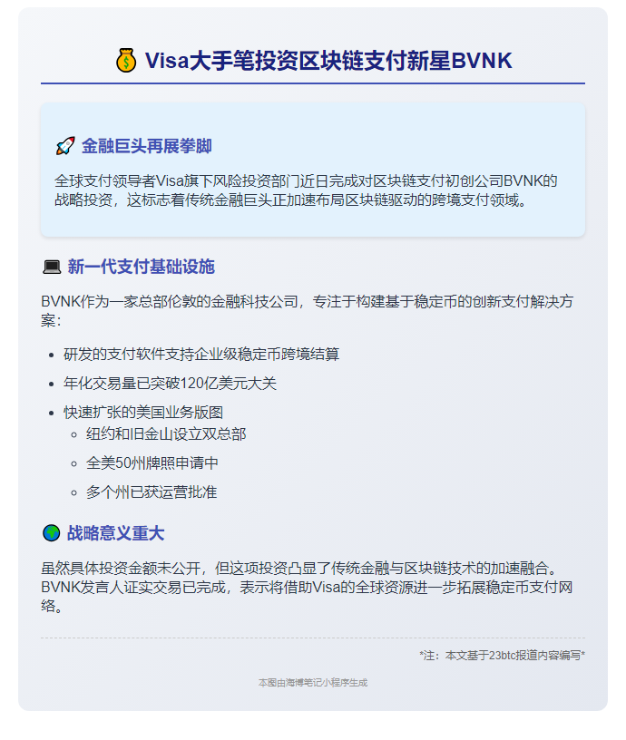 Visa 投资区块链支付公司 BVNK