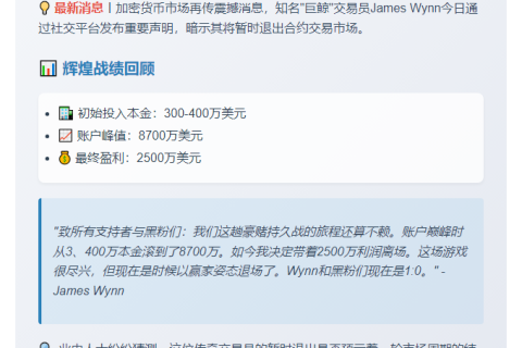 巨鲸James Wynn或暂停合约交易