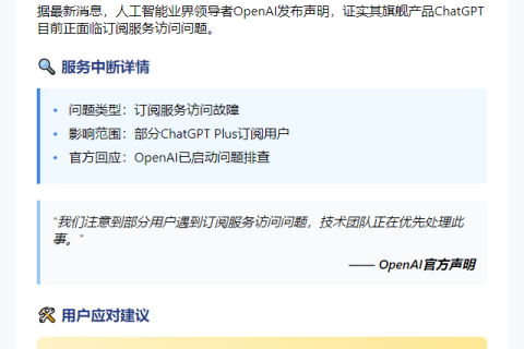 ChatGPT订阅服务部分中断