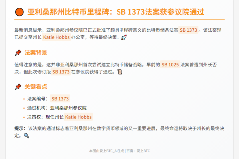 亚利桑那州参议院通过比特币储备法案
