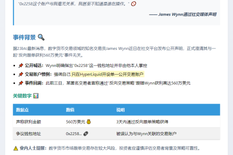 交易员 James Wynn 否认涉560万美元交易