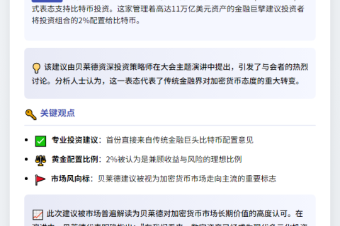 贝莱德建议比特币配置2%