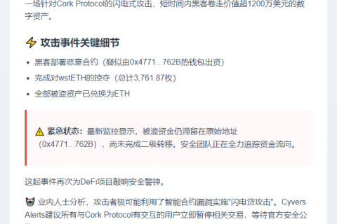 Cork Protocol遭黑客攻击损失1200万美元