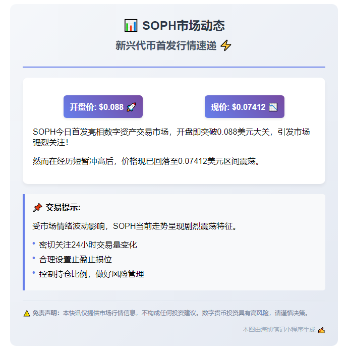 SOPH开盘0.088美元，现跌至0.07412