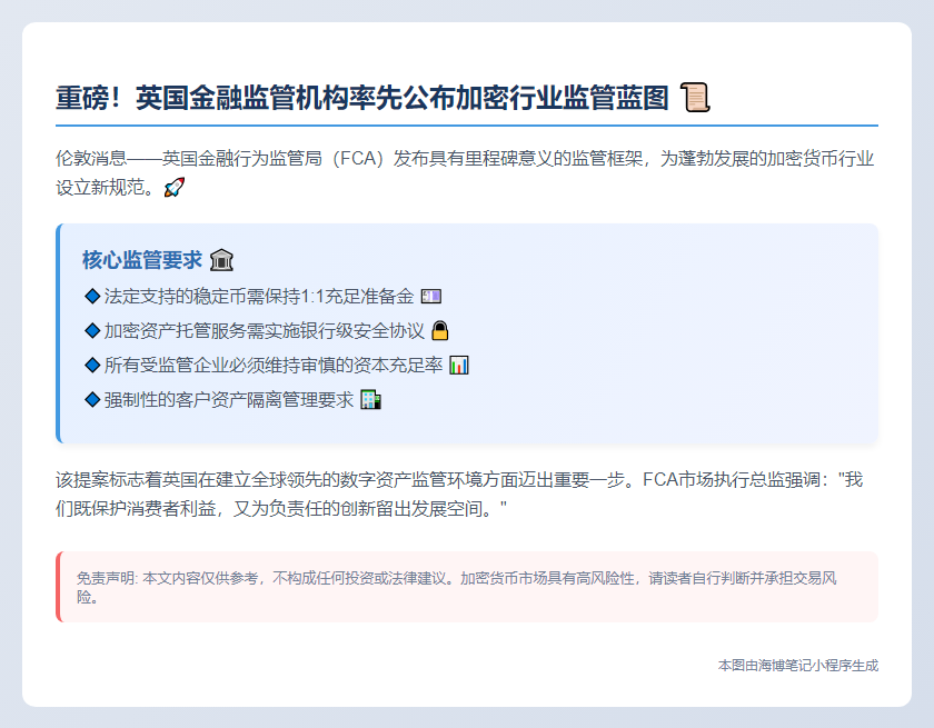 英国FCA发布加密监管新规