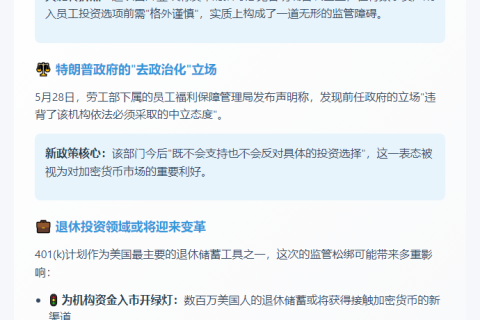 特朗普撤销拜登政策 促401(k)加密投资