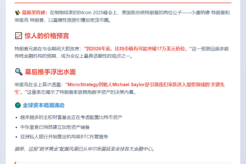 特朗普之子预测比特币2026年破17万