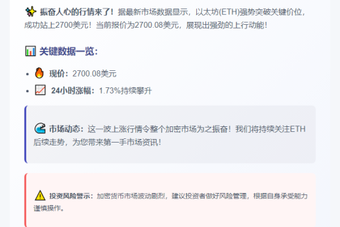 ETH冲破2700美元