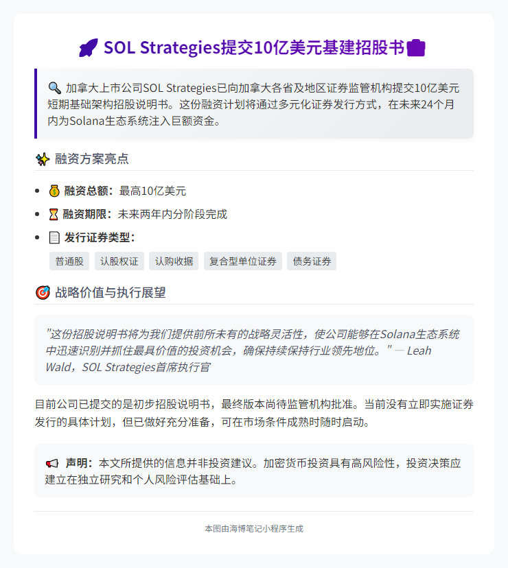 SOL提交10亿美元基建招股书