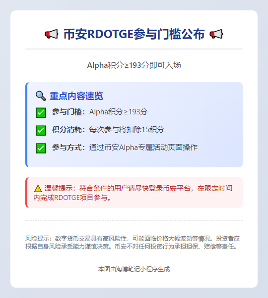 币安RDOTGE需193 Alpha积分