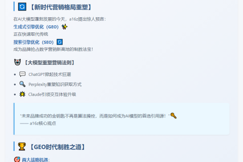 a16z：GEO将取代SEO