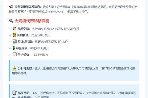 特朗普支持者向Bybit充值126万美元TRUMP币