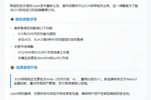 Upbit暂停EOS充提交易