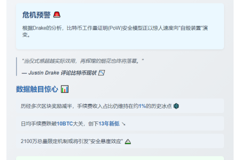 以太坊研究员批评比特币安全模型”自毁”