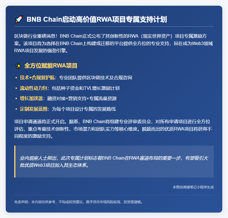 BNB链推出RWA专属激励计划