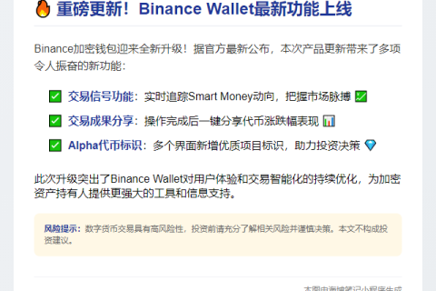 “Binance Wallet新增交易信号功能”