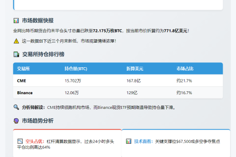 比特币合约未平仓头寸降至772亿美元