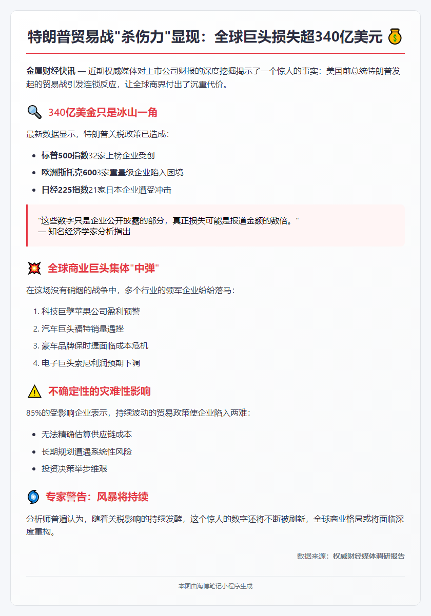 特朗普关税致全球大企损失340亿