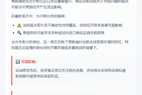 美联储警告关税不确定性的负面影响