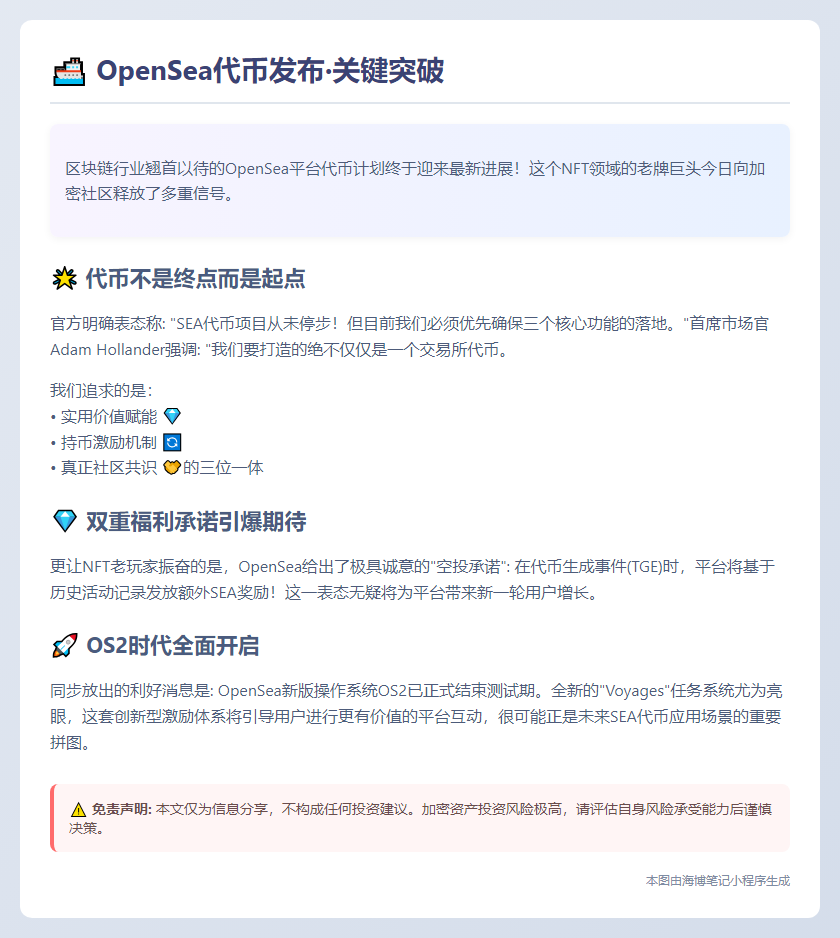 OpenSea代币发布待关键功能
