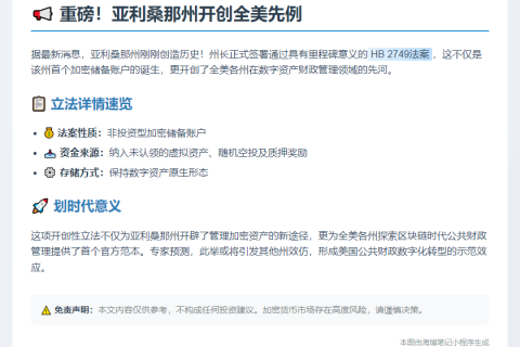 亚利桑那州设首个加密储备账户