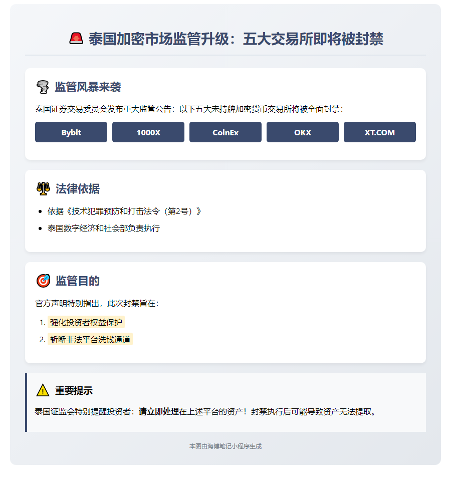 泰证监会6月28日封禁5家加密货币平台