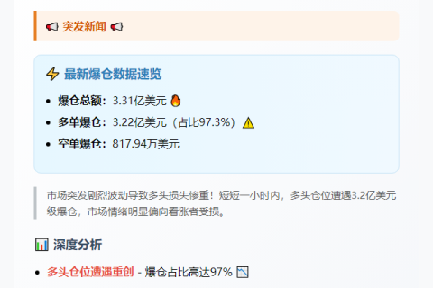 1小时爆仓超3亿，多单重创