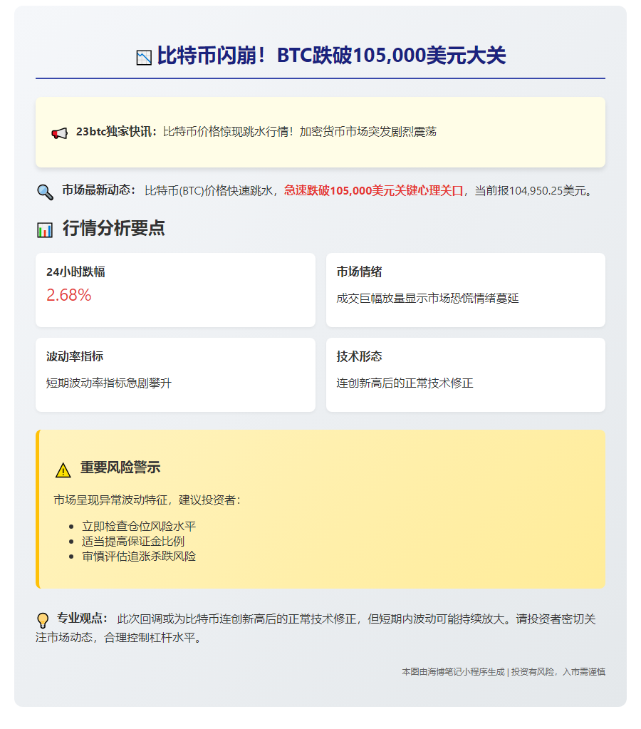 比特币跌破10.5万美金