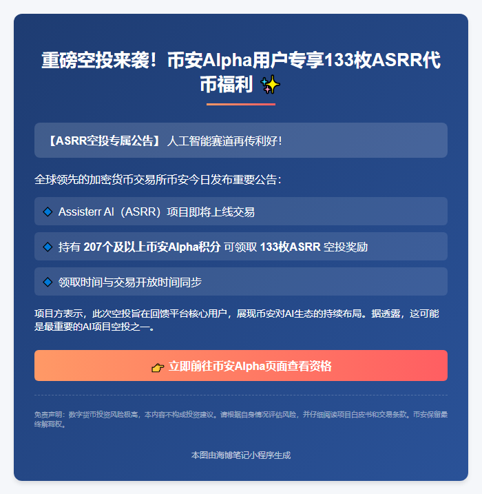 币安Alpha积分207兑133ASRR