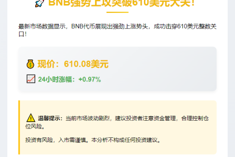 BNB突破610美元